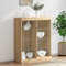 FARBUROI Sideboard mit LED-Leuchten Sonoma-Eiche 81x37x100 cm,Modernes Sideboard mit LEDBeleuchtung in Sonoma Eiche Stauraum und Präsentation Schränke