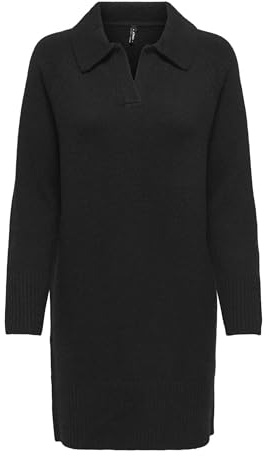 ONLY Onlhaze Ls Poloklänning KNT, svart, XL dam, svart, XL