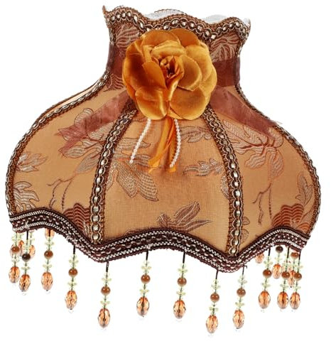 HOMSFOU Pantalla De Tela Retro Borlas Cubierta Decorativa Para Lampara De Mesa y Noche Pantalla De Lámpara De Tela Para Dormitorio Salon