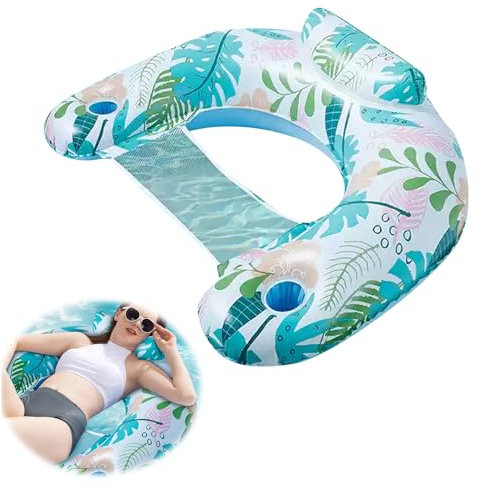 May Huang Luftmatratze Pool, Aufblasbares Schwimmbett Wasserhängematte, Schwimmhängematte, Wasser Hängematte mit Luftpumpe für Swimmingpool Beach, Pool Spielzeug für Erwachsene und Kinder (J)