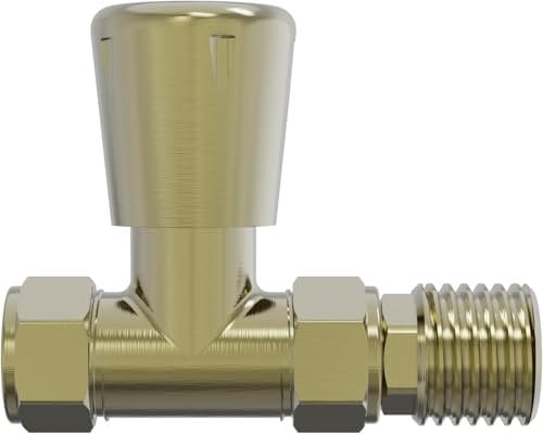 Blümme Brushed Brass Straight Lockshield Valve Towel Rail Radiator Valve