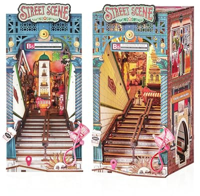 Rolife Kit de bricolage pour coin de livre - Scène de rue urbaine - Kit de maison miniature 3D en bois pour adultes - Serre-livres décoratif - Cadeau pour adolescents et adultes