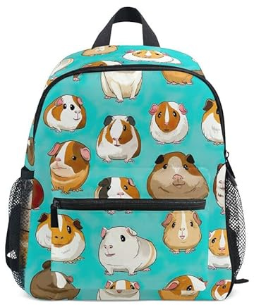 ODAWA Kinderrucksack mit Namensschild, süßes buntes Meerschweinchen, Rucksäcke für Mädchen, Nette bunte Meerschweinchen, S
