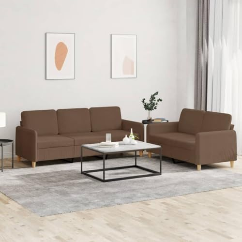 Qnhdfrt 2er + 3er Sofagarnitur aus braunem Polyester-Stoff