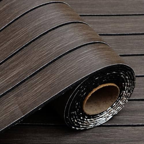 Wood Wall Panels,40 x 300 cm Self Adhesive Wood Grain Slat Dark Gray 3D Wall Panel Soundproof Wall Panel Vinyl Roll Self Adhesive Foam Wooden Slat Wallpaper for TV Background Bedroom Living Room