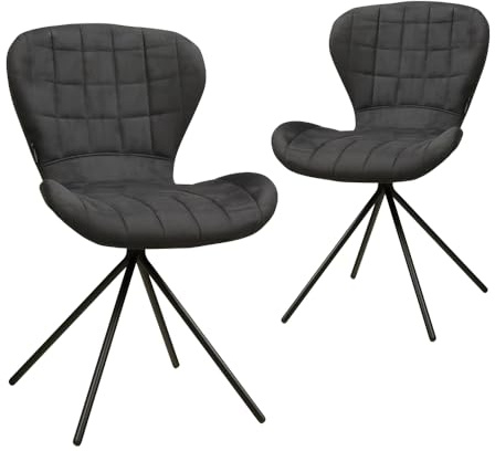 AVISSIMO Cendri Esszimmerstuhl, Vollpolsterstuhl mit Karonaht, Metallgestell, modern für Esszimmer & Wohnzimmer, grau (2er-Set)