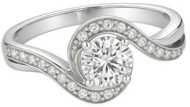 Skcess 18K Weißgold Ringe, Partner Ringe Moissanit Def Moissanit Größe 60 (19.1)