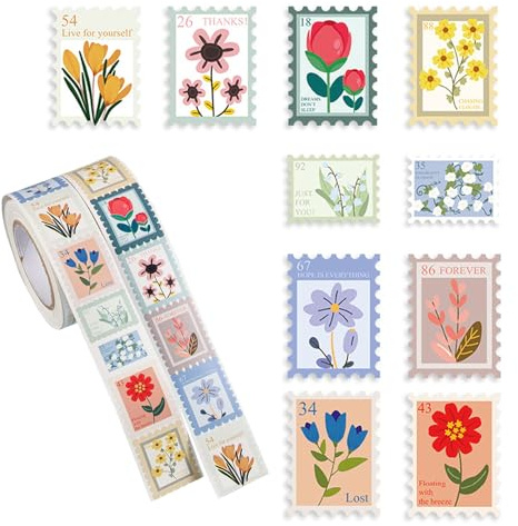 Floruvia 1000 Stück Blumen Sticker Rollen Für Kinder, 2 Rollen Blumenstempel Aufkleber, Florale Sticker Für Scrapbooking Journaling Planer Karten Geschenkverpackung