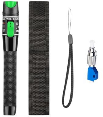 SHUNLIDAMAI Localizador visual de fallos de fibra óptica, medidor de cable de fibra óptica con adaptador FC a LC, kit de herramientas para LC/FC/SC/ST, prueba de cable de red