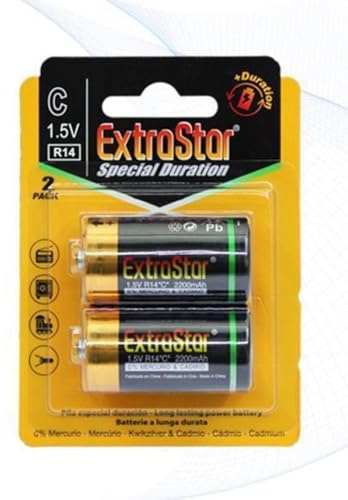TEKHOME Batterie C Alcaline 1.5V a Lunga Durata – Pile Mezza Torcia per Torce, Radio e Giocattoli – 24 Pezzi (12 Confezioni da 2) – A-R14P-2B