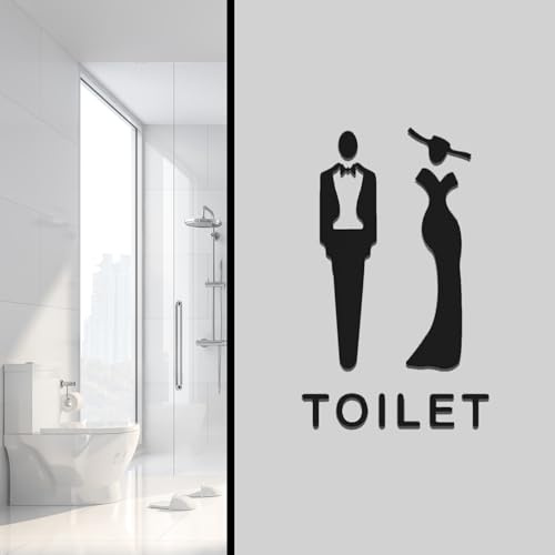 YALiya Cartello Toilette, WC Segno Targa, Toilette Adesivi, Adatto per Ristoranti, Fiere, Servizi Igienici, Centri Commerciali, Esposizioni, Edifici Adibiti a Uffici e Segnaletica per Porte di Bagni
