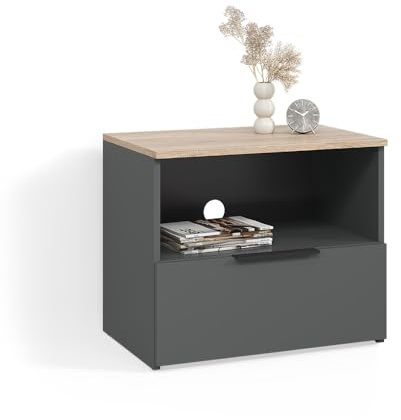 Livinity Lowboard Piave, Anthrazit/Sonoma, 60 x 50 cm mit Schublade