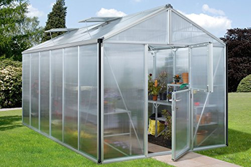 Vitavia Gewächshaus Zeus - Ausführung: 11900 HKP 10 mm Alu, Fläche: ca. 11,8 m², Fenster: 3, Maße: 257 x 463 cm, Sockel: 256 x 463 cm,