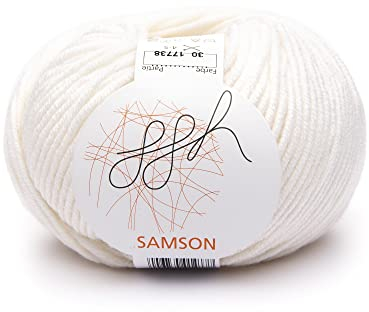 ggh Samson - Merino Wolle (mulesing free) Lauflänge ca. 85m auf 50g - Wolle zum Stricken oder Häkeln - Farbe 030 - Weiß