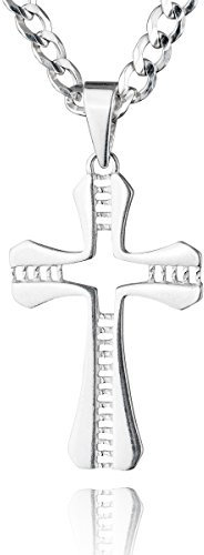 Herren Halskette Aus 925 Silber Mit Kreuzanhänger Robuste Kette Mit Karabinerverschluss