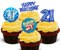 21st Birthday Male, Edible Cupcake Toppers - Stand-up Wafer Cake Decorations (Pack of 12)