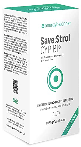 EnergyBalance Save:Strol CYPIBI Dr. Jens Wurster - Kapseln mit Polyphenolextrakt und Anthocyane aus Heidelbeerextrakt - Pflanzlich, Natürlich - Qualität aus der Schweiz - 90 VegeCaps à 536 mg