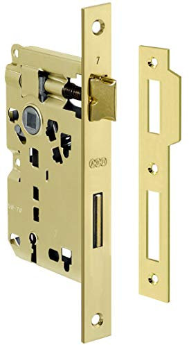 SERRATURA PATENT OTTONATA PIASTRA CONTROPIASTRA RETT. 8/70 MM. 50