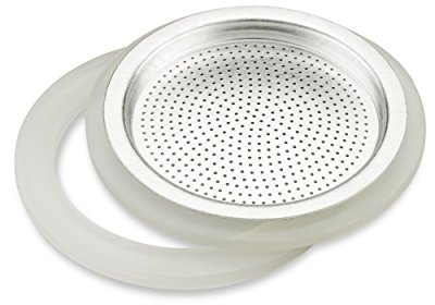 Lagostina 090320700206 Blister Filtro e 2 Guarnizioni per Caffettiera, 6 Tazze, Grigio