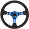 NRG Innovations RST-006BL Sportlenkrad, verstärkt, 350 mm tief, blaue Speichen mit runden Löchern, schwarzes Leder)