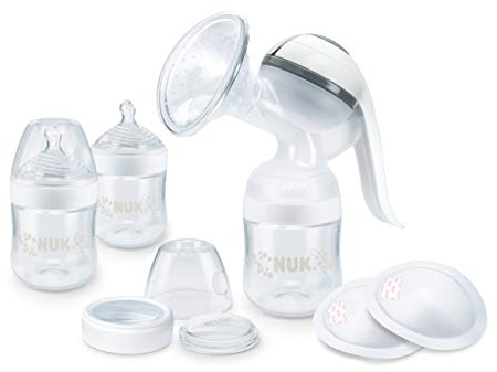NUK Nature Sense Breastfeeding Kit with Hand Pump and Bottles, White