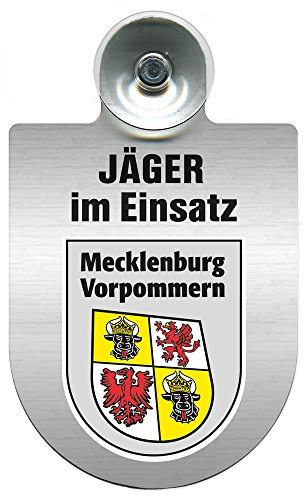 Einsatzschild mit Saugnapf - Jäger im Einsatz - 393821 incl. Regionenwappen Farbe Region Mecklenburg-Vorpommern