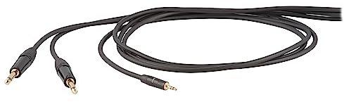Proel DHS545LU18 - Cavo Audio Professionale con connessioni Jack 3.5 mm Stereo a 2x Jack 6.3 mm Mono, Nero (1,8mt)