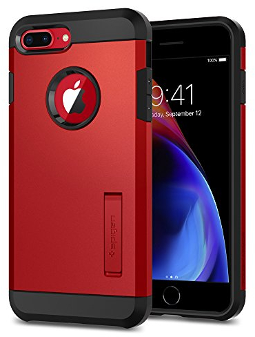 Spigen Tough Armor 2 Hülle Kompatibel mit iPhone 8 Plus und Kompatibel mit iPhone 7 Plus -Rot