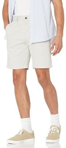 Amazon Essentials Herren Chinoshorts, 23 cm, Schlanker Schnitt, Grau, 32W