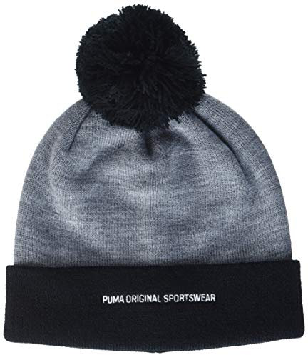 PUMA Erwachsene Style Pom Beanie Mütze, Medium Gray Heather-Black, Adult