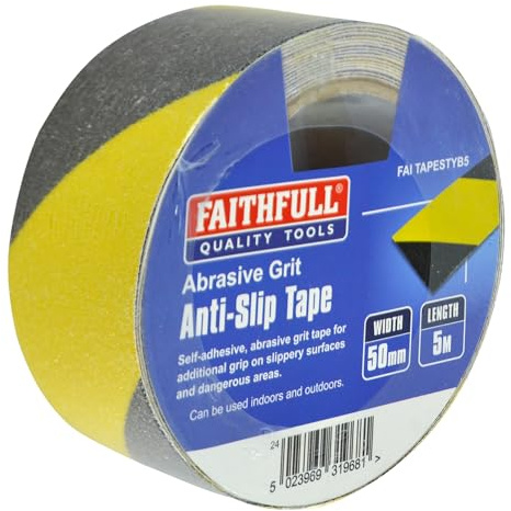 Faithfull FAITAPESTYB5 Anti-Slip Tape 50mm x 5M Black/Yellow