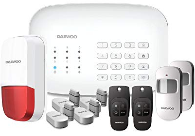 DAEWOO WiFi/GSM Alarmsystem Modell Home mit integrierter Sirene und Akku, RFID, mit 11 Zubehörteilen, Außensirene, kompatibel mit DAEWOO Kameras