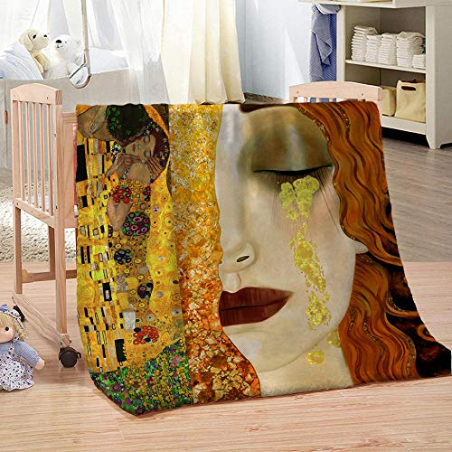 xczxc Flanell Fleecedecke Klimt Kuss Weiche Flauschige Kuscheldecke, Mikrofaser Wohndecke/Sofadecke Warm, Gemütlich, Langlebig Pflegeleicht 150x200cm