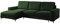 Selsey Mokpeo - Ecksofa mit Schlaffunktion, Bettkasten und schwarzen Füßen, 244 cm breit (Veloursbezug Flaschengrün, Ottomane Links)