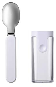 Mepal - Cuillère Pliante Ellipse - Cuillère Réutilisable à Emporter - Cuillère Pliable pour Pot de Yaourt - Couverts de Voyage - Etui de Rangement Inclus - Acier Inoxydable - White