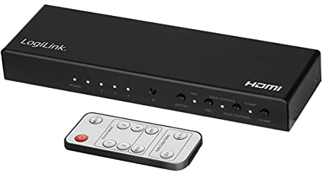 LogiLink HD0046 - HDMI-Switch 4-Port, 4 Eingänge/1 Ausgang (4X Video auf 1x TV), 4K/60 Hz, Audio-Extrakt