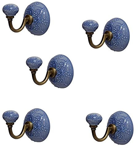 Knober ED17 X 5 5 X Garderobenhaken aus Edelstahl und Keramik. Handbemalt.