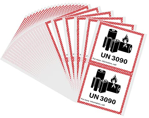 Hycodest 4.7 x 4.3 Lithium Ion Battery Transport Caution Warning Labels 50 Adhesive Stickers (3090)