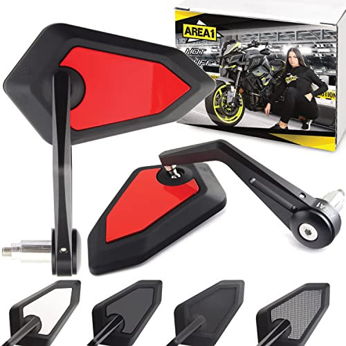 Area1 Motorrad Spiegel Lenkerendenspiegel CNC kompatibel mit Yamaha MT-07 690ccm MT-07 Tracer 700 GT, Moto Cage (V59 Rot)