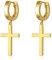 Kreuz Ohrringe Gold Kreuz Creolen Ohrringe Gold Herren Damen Kreuzohrringe Vergoldet Hängend Ohrhänger für Männer Frauen
