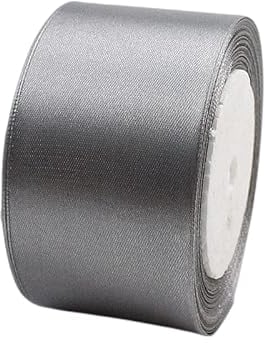 POPOYU Satinband Grau 50mm, 23 Meters Dekoration Präsent Geschenkband breit Schleifenband, Stoffband für kleid Hochzeit, Taufe und Geburtstag Geschenke,Satin Dekoband, Deko Band Geschenkverpackung