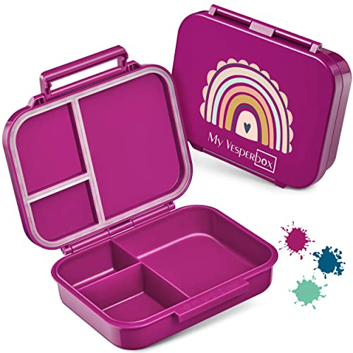 My Vesperbox – MINI BIA - Bento Box Kinder – NEUES MODEL – kompakter und leichter - Auslaufsicher & BPA Frei - Lunchbox – Brotdose - für Kindergarten und Schule (Lila -Regenbogen)