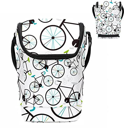 JAVENPROEQT Lonchera para bicicletas para adultos, reutilizable, para picnic, playa, vino, bolsa de almuerzo portátil con correa ajustable para el hombro