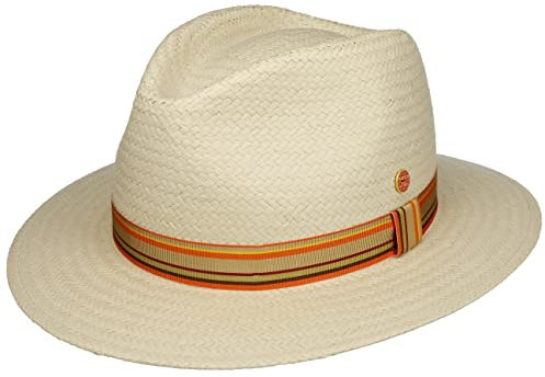Mayser Chapeau en Paille New Mathis Homme - Made in The EU de Soleil D'Ete Traveller avec Ruban Gros Grain Ete Printemps-ete - 59 cm Nature
