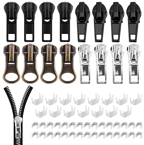 melebellot 57 Stück Reissverschluss Reparatur Set, #5 Metall Reißverschluss Reparatur Set, ReißVerschluss Schieber, Ersatz Zipper für Jacken, Taschen, Mantel, Schlafsack