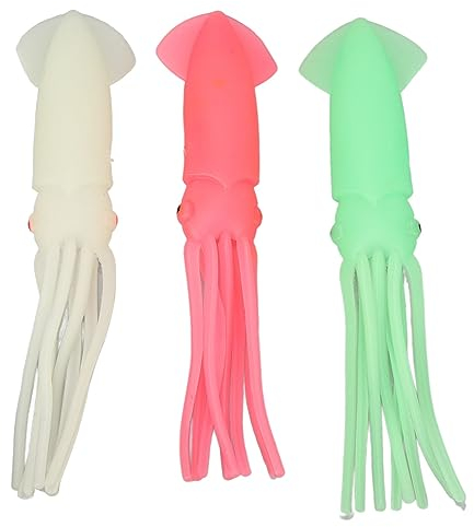 Octopus Köder, leuchtet im Dunkeln, hohles Design, Tintenfisch Angelköder, lebensecht, Gummi, flexibel für den Außenbereich, 20 cm