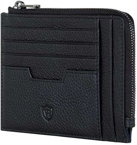 VON HEESEN Leder Kartenetui Geldbörse Herren & Damen Kreditkartenetui (Schwarz)