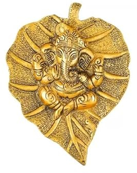INDACORIFY Ganesha-Wandbehang für die Eingangstür des Hauses, Lord Ganesha auf Blatt, Wandbehang, Ganpati-Dekorationen, Heimdekoration, Geschenk, Ausstellungsstück
