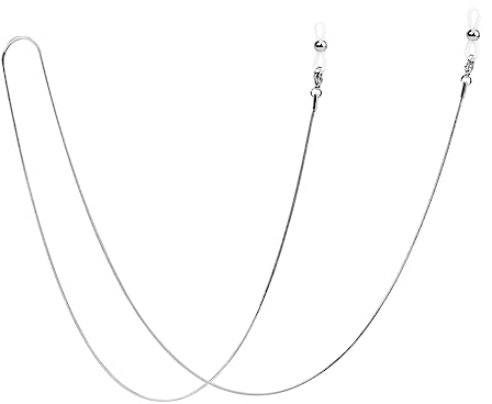 PIPJOY Premium-Brillenkette aus Edelstahl, schmaler Sonnenbrillenhalter aus Titanlegierung, Brillenbandhalter um den Hals (Silber)