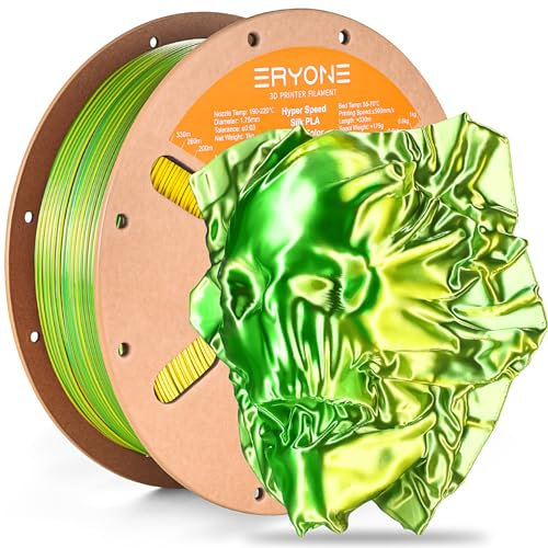 ERYONE High Speed Filament Silk Dual Color 1.75mm +/- 0.03mm, 3D Printing PLA Pro Filament Fit Most FDM Printer, 1kg (2.2LBS) / Spool, Green & Yellow